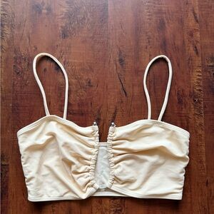 Cream Ruched Crop bikini top